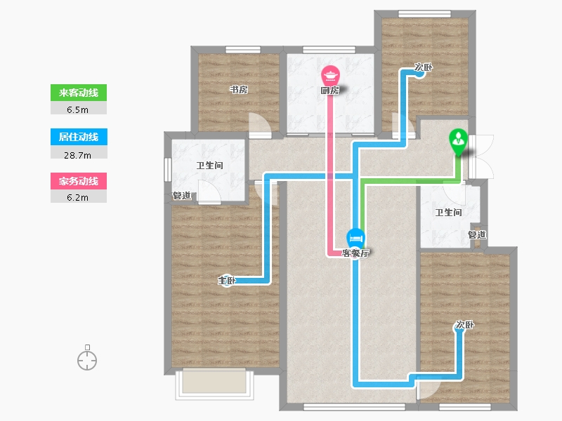 辽宁省-沈阳市-龙湖双珑原著东陵南街（Y29至Y33)号楼144m²-118.28-户型库-动静线