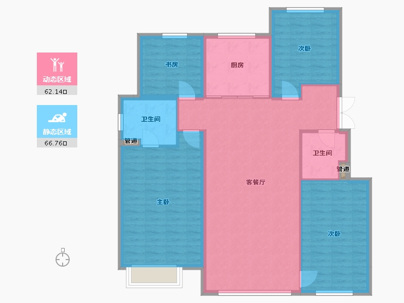 辽宁省-沈阳市-龙湖双珑原著东陵南街（Y29至Y33)号楼144m²-118.28-户型库-动静分区