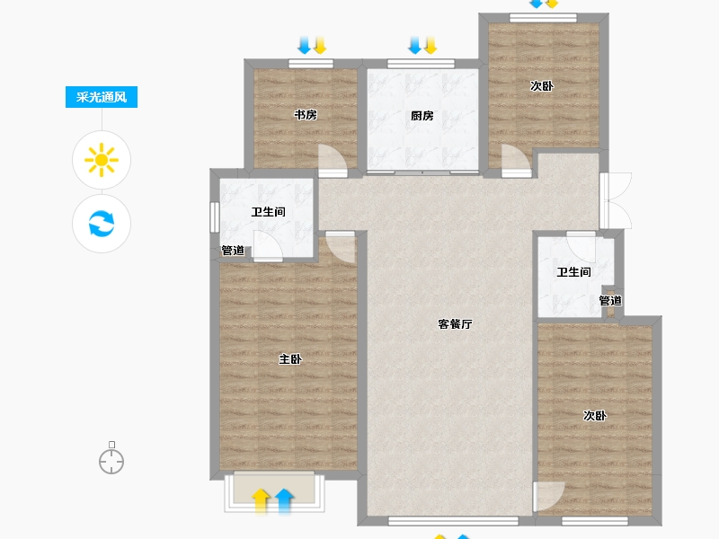 辽宁省-沈阳市-龙湖双珑原著东陵南街（Y29至Y33)号楼144m²-118.28-户型库-采光通风