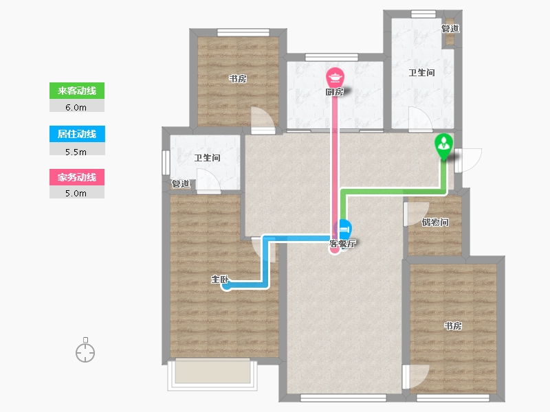 辽宁省-沈阳市-龙湖双珑原著东陵南街（Y36,Y26)号楼129m²-100.34-户型库-动静线