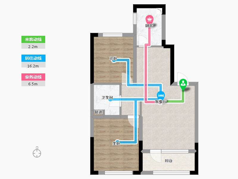 辽宁省-沈阳市-龙湖双珑原著东陵南街18-156号（8号楼）79m²-59.67-户型库-动静线