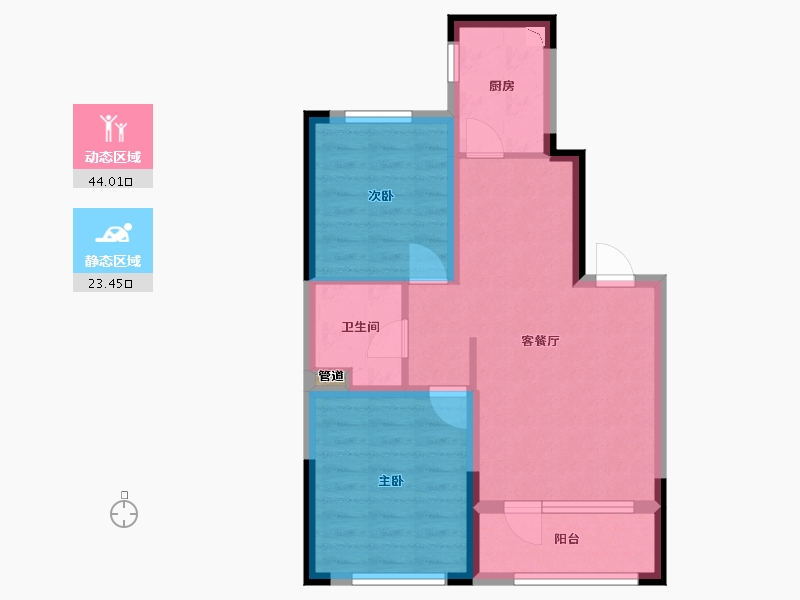 辽宁省-沈阳市-龙湖双珑原著东陵南街18-156号（8号楼）79m²-59.67-户型库-动静分区