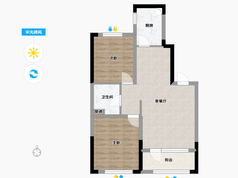 辽宁省-沈阳市-龙湖双珑原著东陵南街18-156号（8号楼）79m²-59.67-户型库-采光通风