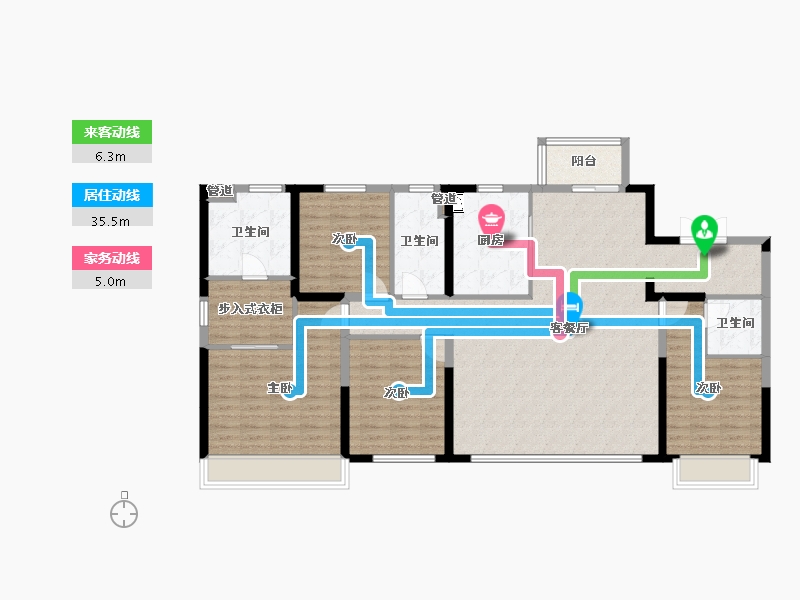 辽宁省-沈阳市-龙湖云峰原著智慧四街（G11,G8,G7)号楼173m²-136.88-户型库-动静线