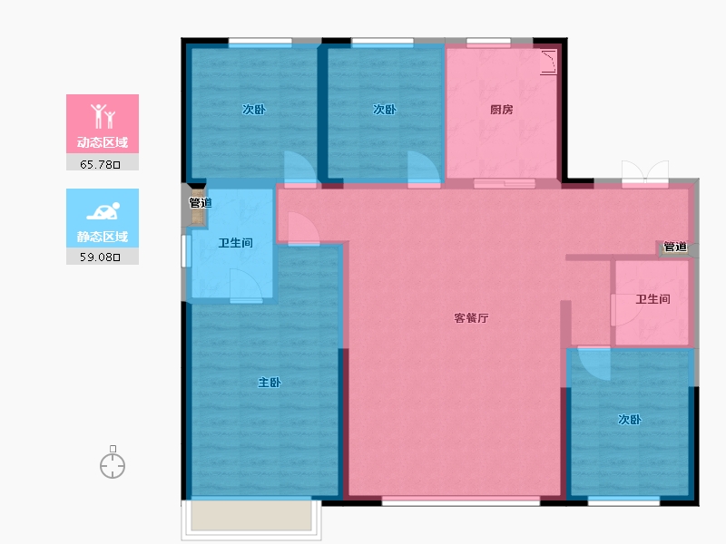 辽宁省-沈阳市-龙湖云峰原著智慧四街（G10,G9,G5)号楼145m²-113.37-户型库-动静分区