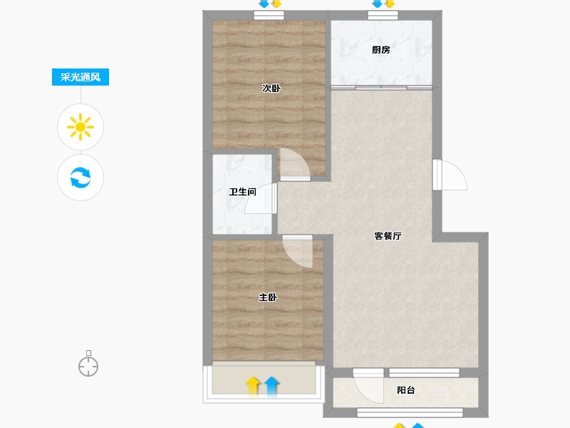 辽宁省-沈阳市-龙天洁中央公馆浑南东路（55,56）号楼80m²-55.32-户型库-采光通风