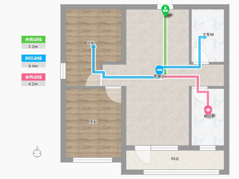 辽宁省-沈阳市-龙天洁中央公馆浑南东路(1,2,3）号楼71m²-57.20-户型库-动静线