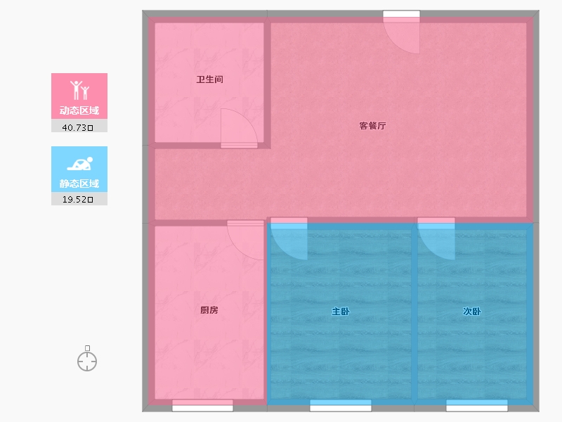 辽宁省-沈阳市-龙天洁中央公馆浑南东路（16,15）号楼68m²-54.40-户型库-动静分区