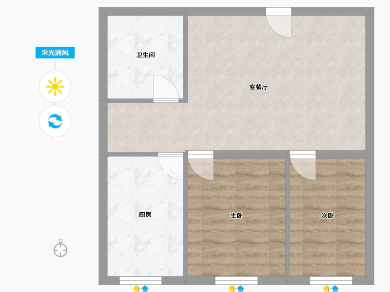 辽宁省-沈阳市-龙天洁中央公馆浑南东路（16,15）号楼68m²-54.40-户型库-采光通风