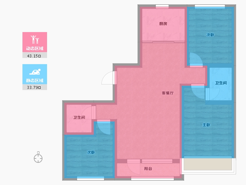 辽宁省-沈阳市-龙天洁中央公馆浑南东路（55,56）号楼101m²-67.05-户型库-动静分区