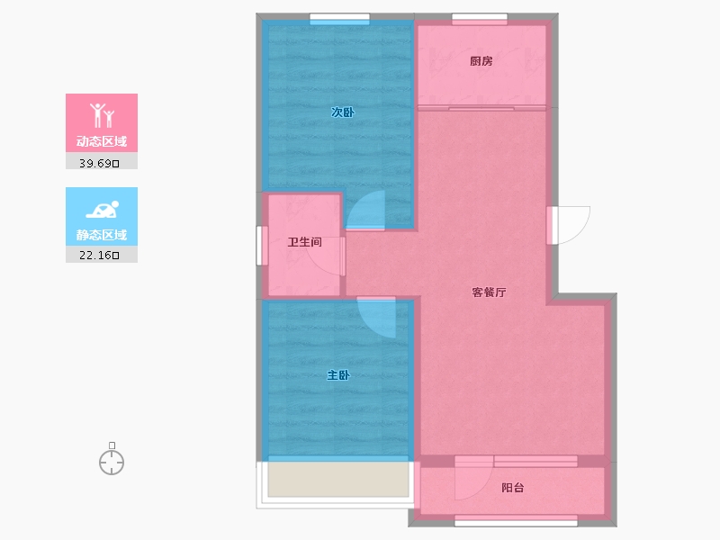 辽宁省-沈阳市-龙天洁中央公馆浑南东路（55,56,57）号楼81m²-55.31-户型库-动静分区