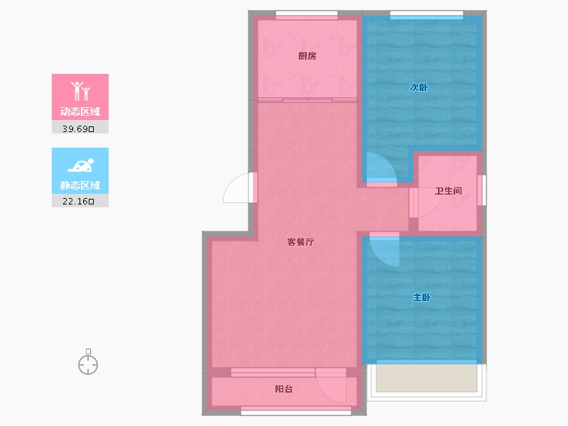 辽宁省-沈阳市-龙天洁中央公馆浑南东路（57,2,3）号楼82m²-54.15-户型库-动静分区