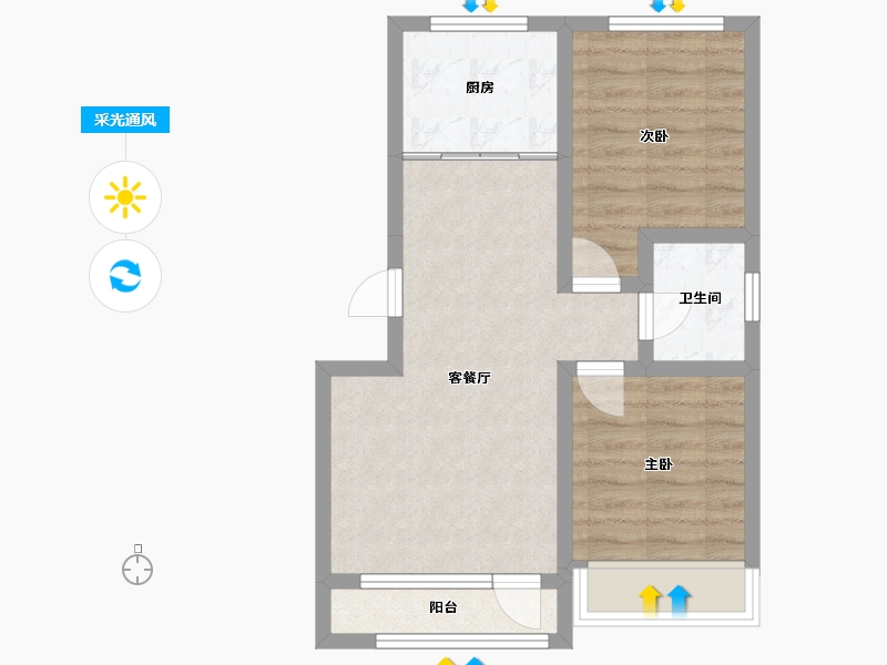 辽宁省-沈阳市-龙天洁中央公馆浑南东路（57,2,3）号楼82m²-54.15-户型库-采光通风