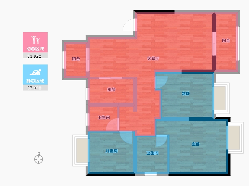 河南省-郑州市-融侨悦澜庭-78.42-户型库-动静分区