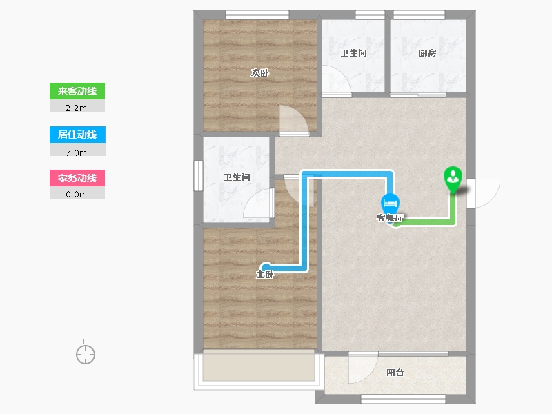 辽宁省-沈阳市-龙天洁中央公馆浑南东路（58,59）号楼84m²-62.99-户型库-动静线