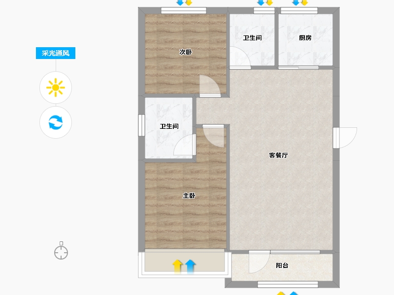 辽宁省-沈阳市-龙天洁中央公馆浑南东路（58,59）号楼84m²-62.99-户型库-采光通风