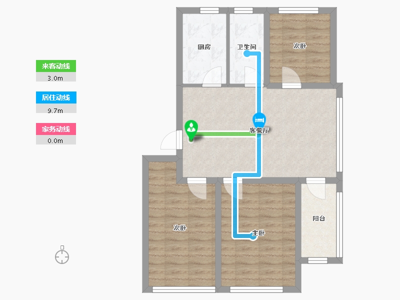 辽宁省-沈阳市-绿色家园桃仙大街（C17，C13）号89m²-71.58-户型库-动静线