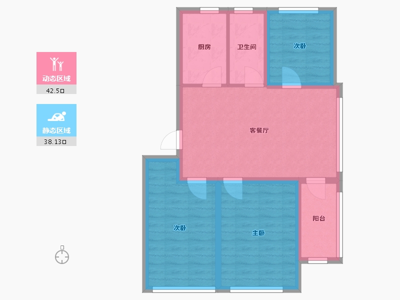 辽宁省-沈阳市-绿色家园桃仙大街（C17，C13）号89m²-71.58-户型库-动静分区