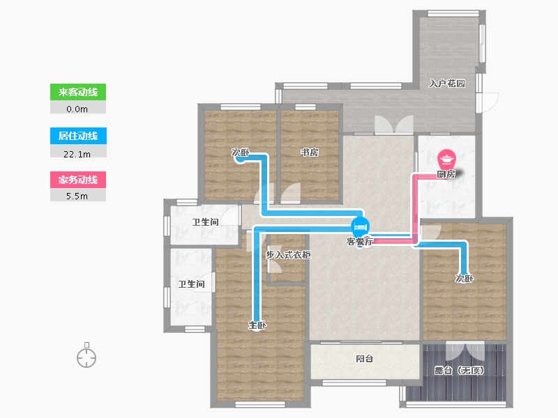 辽宁省-沈阳市-浦江御景湾Y3户型146m²-134.46-户型库-动静线