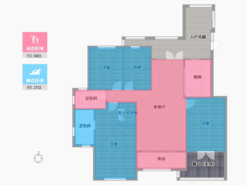 辽宁省-沈阳市-浦江御景湾Y3户型146m²-134.46-户型库-动静分区