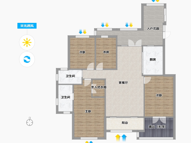 辽宁省-沈阳市-浦江御景湾Y3户型146m²-134.46-户型库-采光通风