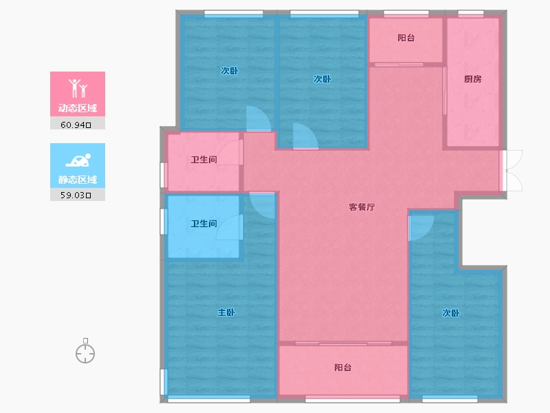 辽宁省-沈阳市-浦江御景湾F户型144m²-110.12-户型库-动静分区