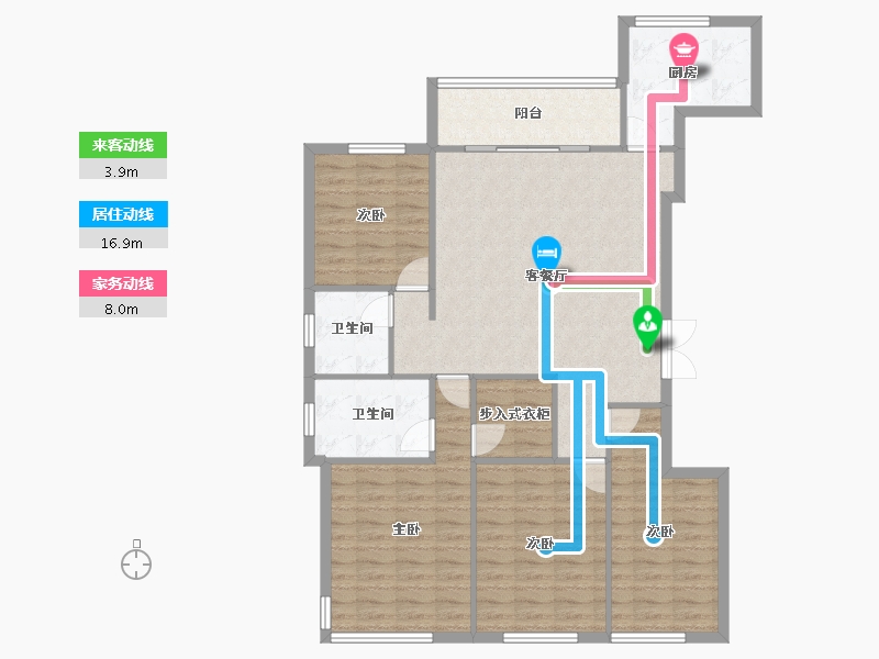 辽宁省-沈阳市-浦江御景湾G户型148m²-113.25-户型库-动静线