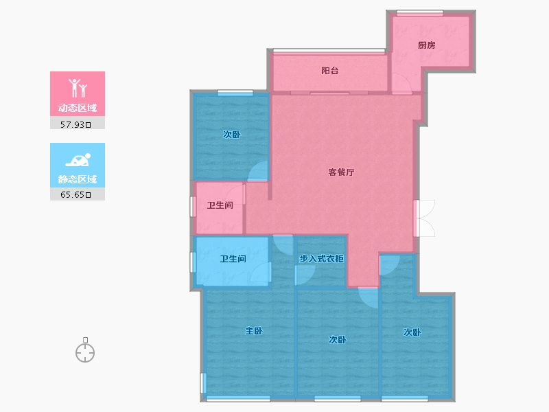 辽宁省-沈阳市-浦江御景湾G户型148m²-113.25-户型库-动静分区