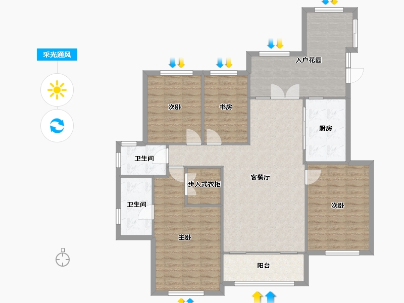 辽宁省-沈阳市-浦江御景湾Y2户型144m²-126.94-户型库-采光通风