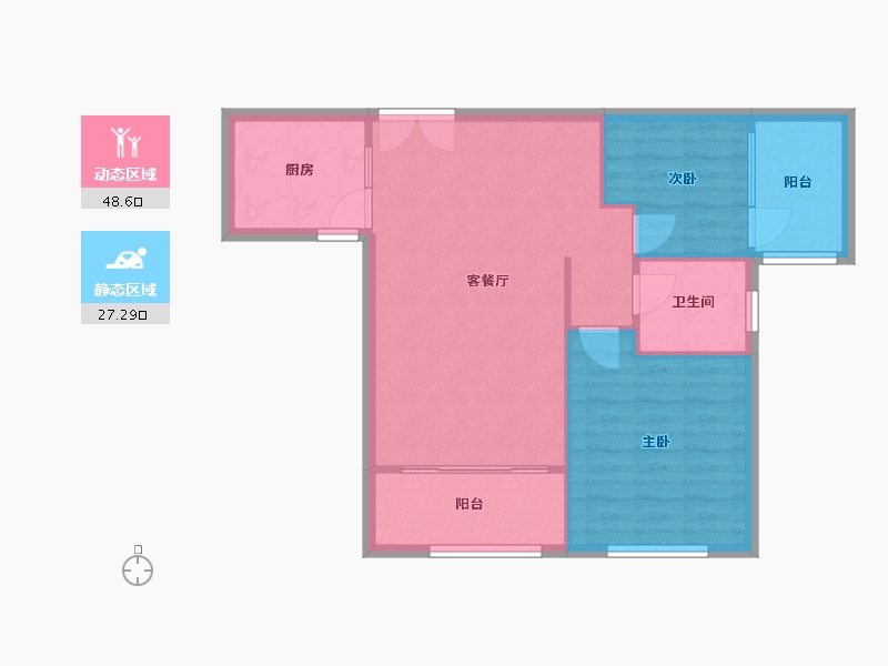 辽宁省-沈阳市-浦江御景湾浑南区绮霞街（12，22）号楼90m²-69.23-户型库-动静分区