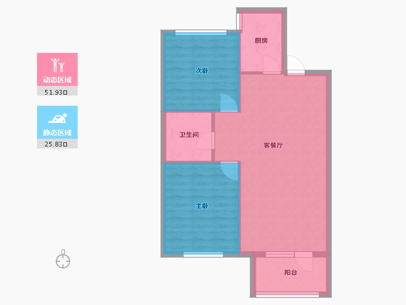 辽宁省-沈阳市-浦江苑御品90m²-70.89-户型库-动静分区