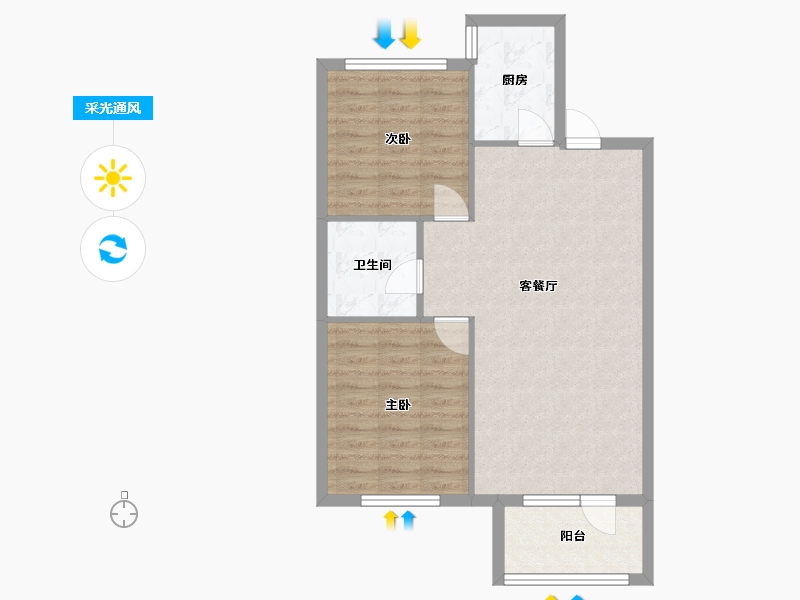 辽宁省-沈阳市-浦江苑御品90m²-70.89-户型库-采光通风