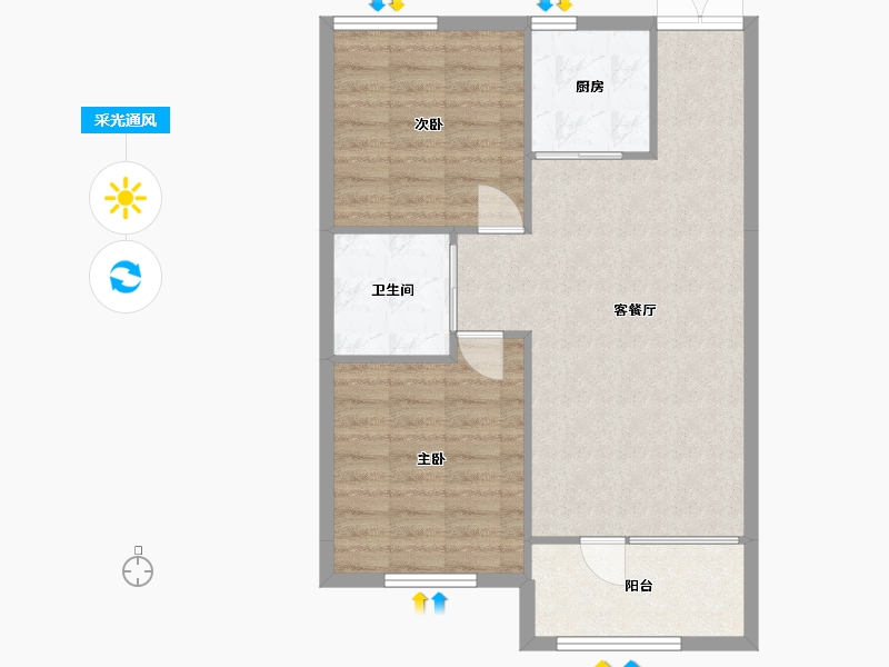 辽宁省-沈阳市-浦江苑御品C户型93m²-69.83-户型库-采光通风