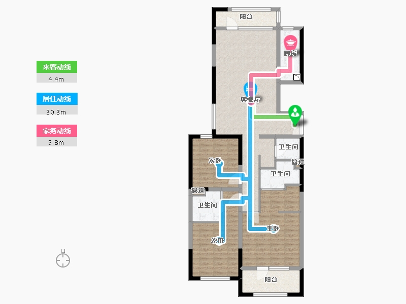 辽宁省-沈阳市-浦江苑御品E户型151m²-110.48-户型库-动静线