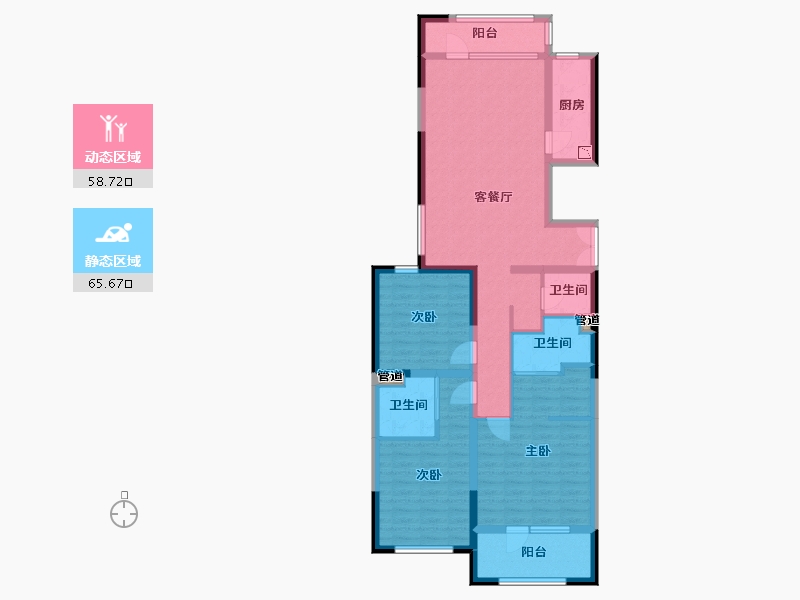 辽宁省-沈阳市-浦江苑御品E户型151m²-110.48-户型库-动静分区