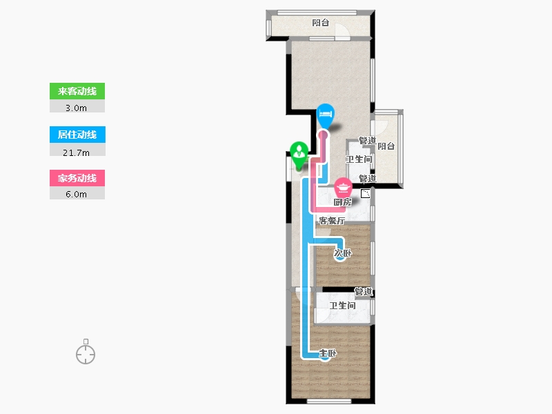 辽宁省-沈阳市-浦江苑御品D户型105m²-74.99-户型库-动静线