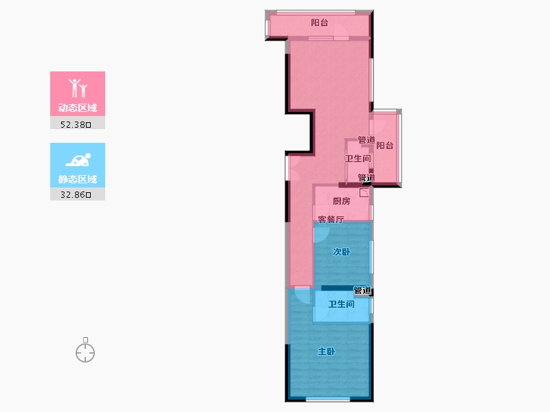 辽宁省-沈阳市-浦江苑御品D户型105m²-74.99-户型库-动静分区