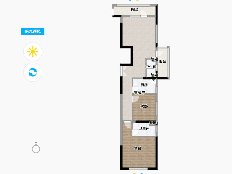 辽宁省-沈阳市-浦江苑御品D户型105m²-74.99-户型库-采光通风