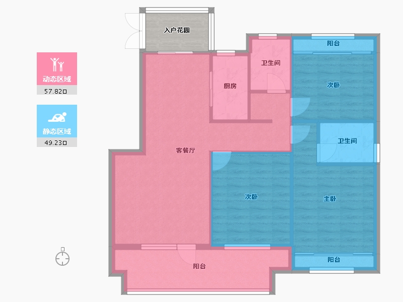 辽宁省-沈阳市-荣盛锦绣观邸浑南中路（12,11)号楼114m²-101.72-户型库-动静分区