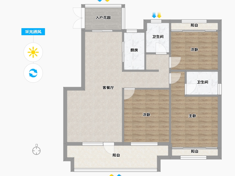 辽宁省-沈阳市-荣盛锦绣观邸浑南中路（12,11)号楼114m²-101.72-户型库-采光通风