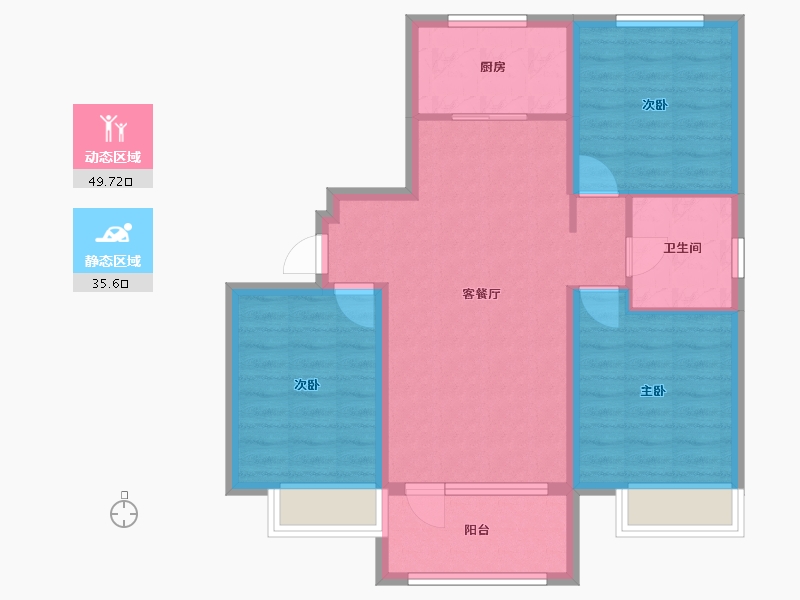 辽宁省-沈阳市-荣盛锦绣观邸浑南中路（7,4）号楼107m²-76.09-户型库-动静分区