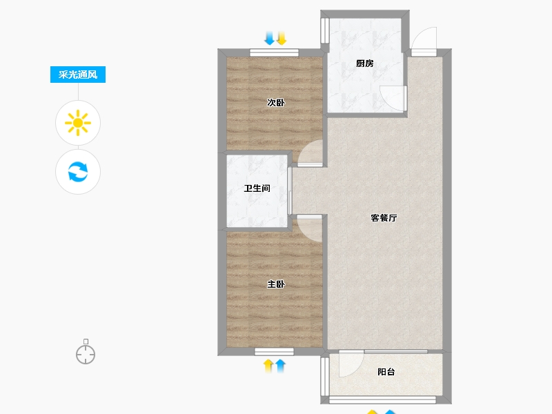 辽宁省-沈阳市-荣盛锦绣观邸浑南中路(6,24）号楼83m²-67.22-户型库-采光通风