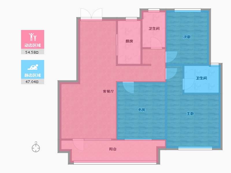 辽宁省-沈阳市-荣盛锦绣观邸浑南中路（13,23,12）号楼117m²-92.65-户型库-动静分区