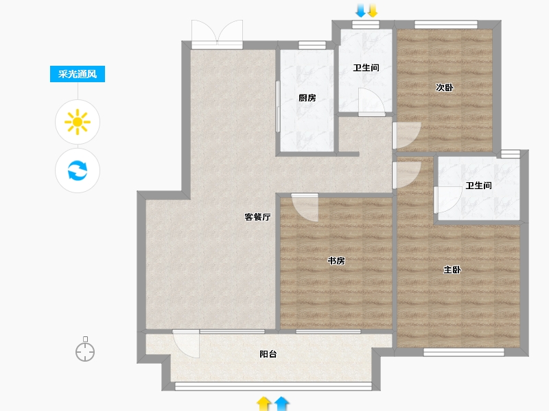 辽宁省-沈阳市-荣盛锦绣观邸浑南中路（13,23,12）号楼117m²-92.65-户型库-采光通风