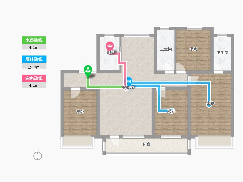 辽宁省-沈阳市-荣盛锦绣观邸浑南中路（15,14）号楼144m²-109.58-户型库-动静线