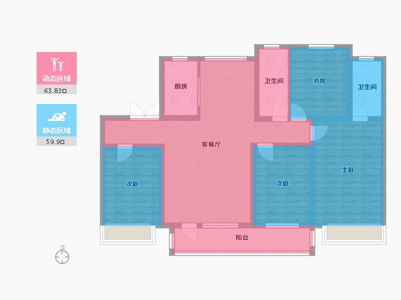 辽宁省-沈阳市-荣盛锦绣观邸浑南中路（15,14）号楼144m²-109.58-户型库-动静分区