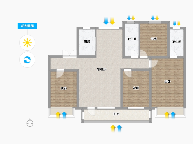 辽宁省-沈阳市-荣盛锦绣观邸浑南中路（15,14）号楼144m²-109.58-户型库-采光通风