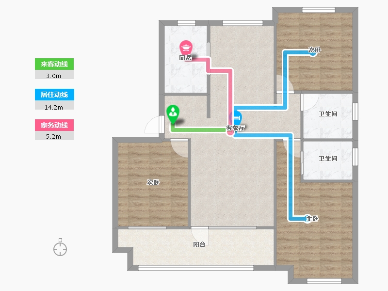 辽宁省-沈阳市-荣盛锦绣观邸浑南中路（23,33,25）号楼122m²-101.82-户型库-动静线