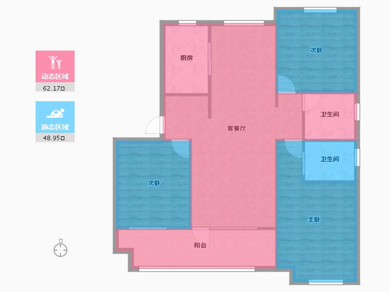 辽宁省-沈阳市-荣盛锦绣观邸浑南中路（23,33,25）号楼122m²-101.82-户型库-动静分区