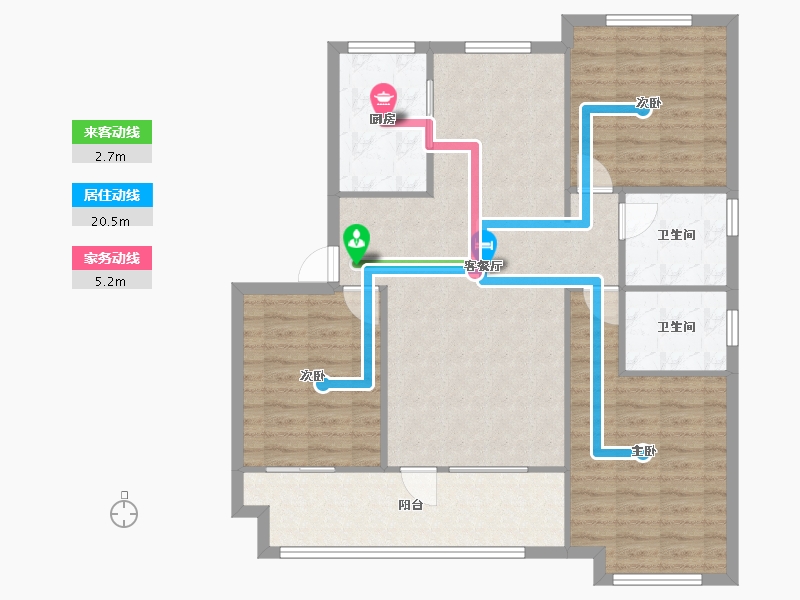 辽宁省-沈阳市-荣盛锦绣观邸浑南中路（23,33,25）号楼130m²-102.04-户型库-动静线